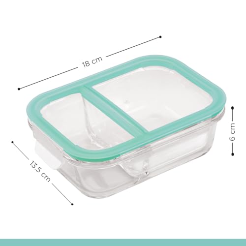 SOPL-OLIVEWARE Oliveware Elite Natural Glassware Bento Lunch Box Microwave Safe with 2 Compartment Set |Safety Lock Airtight Containers (600 ml) - Image 4