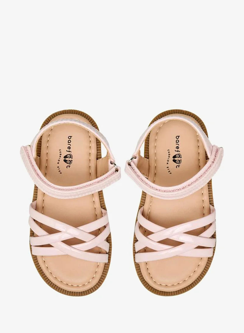 Barefeet Girls Criss-Cross Strap Hook & Loop Sandals