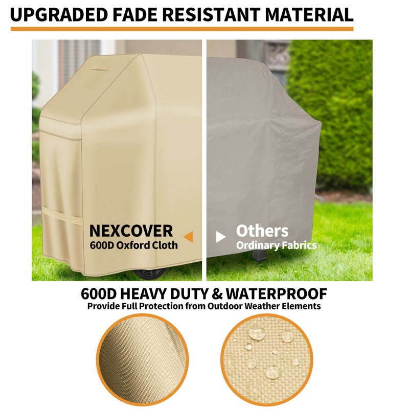 NEXCOVER Barbecue Gas Grill Cover - 58 Inch Waterproof BBQ Cover, Outdoor Heavy Duty Grill Cover, Fade & Weather Resistant 600D Upgraded Material, for Weber, Brinkmann, Char Broil and More - Image 5