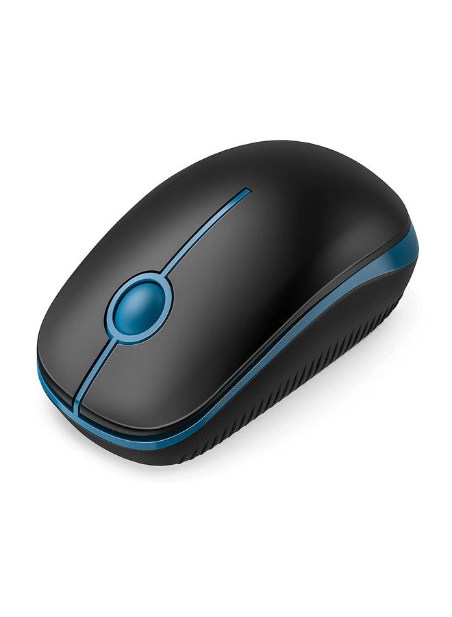Vssoplor Wireless Mouse 2.4G Slim Portable Computer Mice with Nano Receiver for Notebook PC Laptop Computer-Black and Sapphire Blue - Image 1