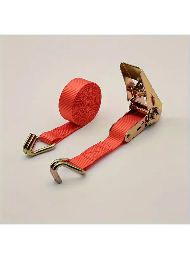 Red Double Hook 19685inch Heavy Duty Locking Cargo Tie Down Strap with Reinforced Mechanism for Trucks Trailers Boats Motorcycles - Image 1