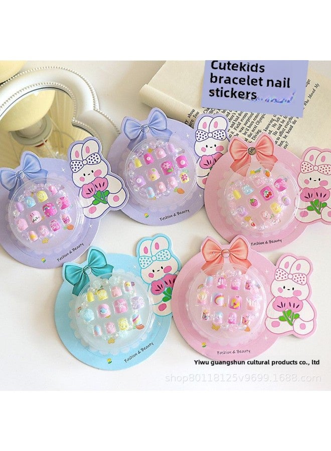 Children's Nail Stickers Exquisite Bracelet Nail Stickers Suit Cartoon Pattern Nail Patch Dress Accessories Toys Wholesale-Color:Hadkids Nail Art Stickers Bracelet Mixed Hair  - Image 1
