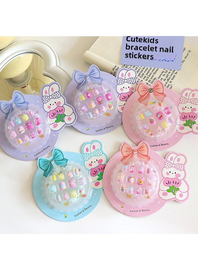 Children's Nail Stickers Exquisite Bracelet Nail Stickers Suit Cartoon Pattern Nail Patch Dress Accessories Toys Wholesale-Color:Hadkids Nail Art Stickers Bracelet Mixed Hair  - Image 2