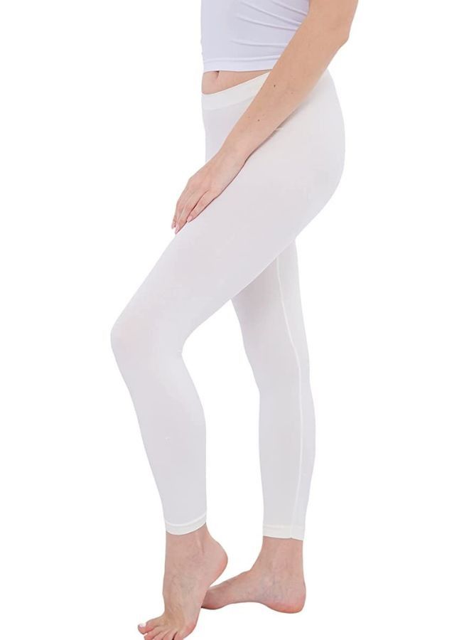 Carina Plain long leggings for women with a high elasticated waist high-quality materials well ventilated and soft to the touch Off-white colour  - Image 1