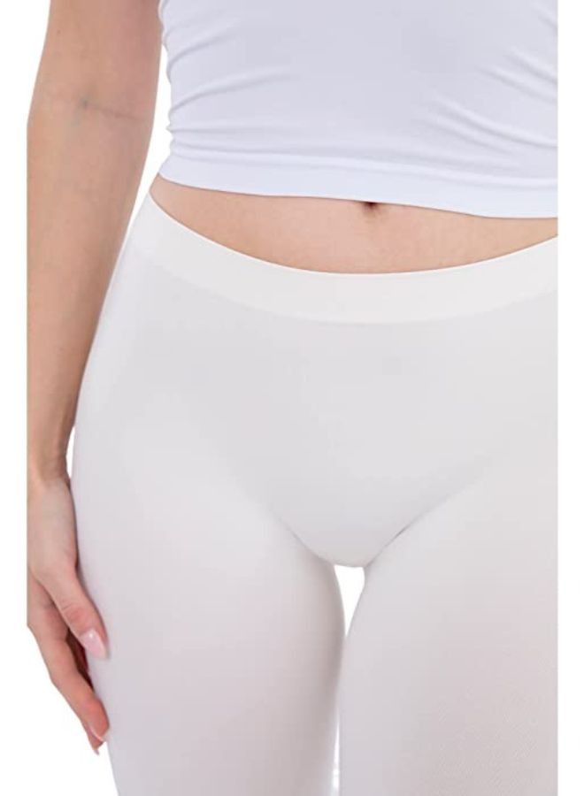 Carina Plain long leggings for women with a high elasticated waist high-quality materials well ventilated and soft to the touch Off-white colour  - Image 4
