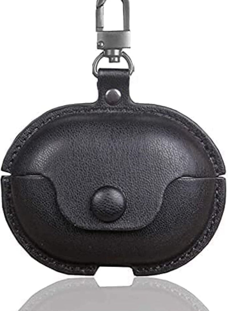 Phone Planet Leather Earphone Cases For Huawei Freebuds 4i, Anti-Shock with Key Metal Holder Soft Cover Protective (Black) - Image 1