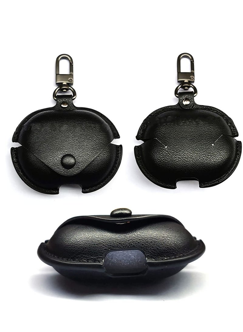 Phone Planet Leather Earphone Cases For Huawei Freebuds 4i, Anti-Shock with Key Metal Holder Soft Cover Protective (Black) - Image 2