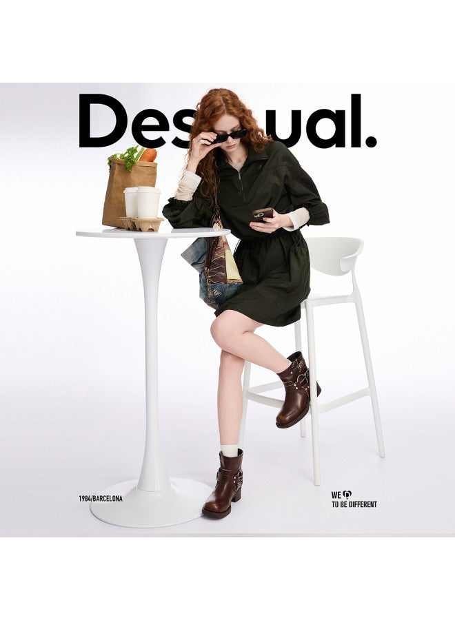 DESIGUAL spring-summer 2025 New Embroidered Cuff Flounce Design Elastic Waist Dress - Image 4