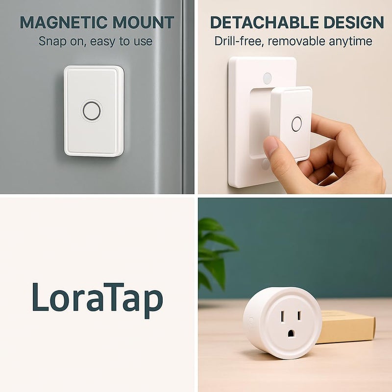 LoraTap Remote Control Outlet: Wireless Wall Switch — 656ft Range — on Off Outlet Switch for Lights & Small Appliances — Pre-Programmed & No Wiring - Image 3