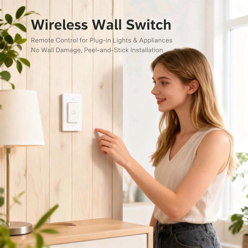 LoraTap Remote Control Outlet: Wireless Wall Switch — 656ft Range — on Off Outlet Switch for Lights & Small Appliances — Pre-Programmed & No Wiring - Image 4