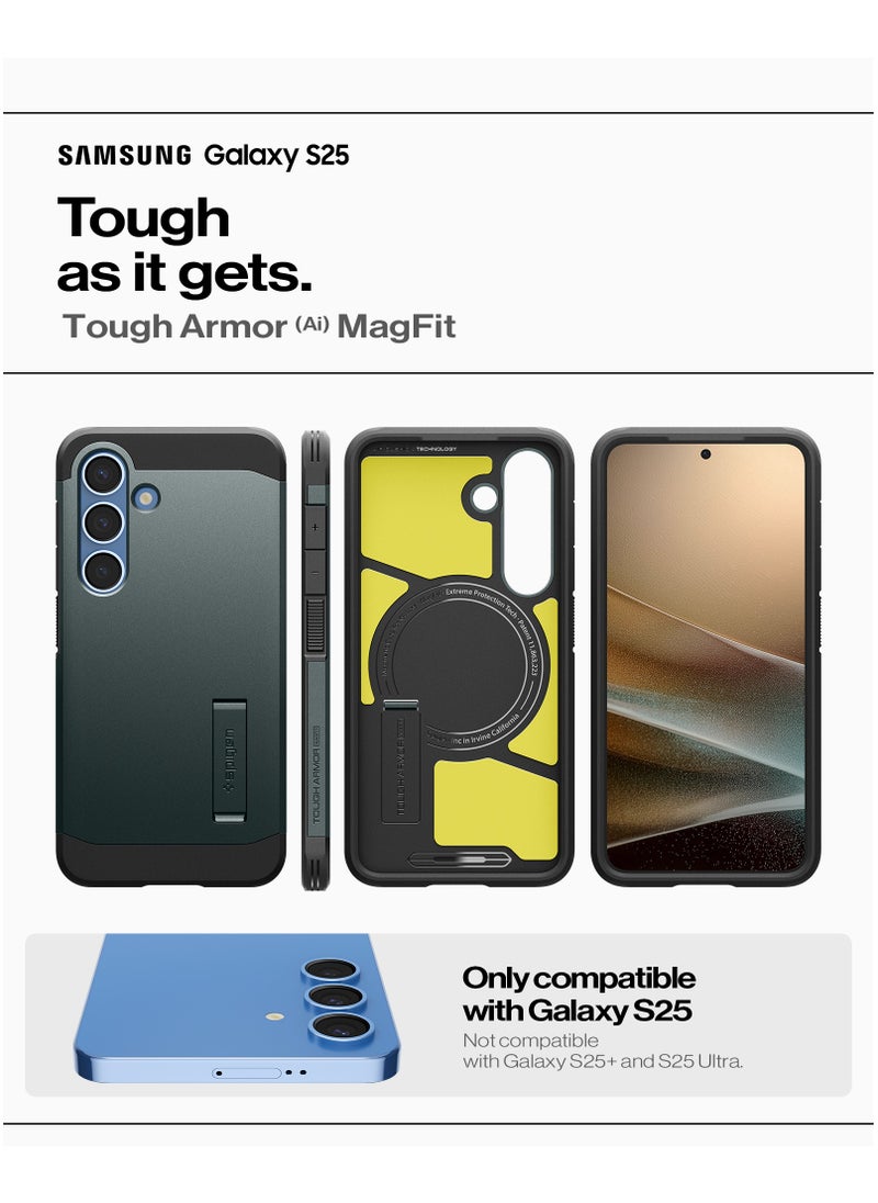 Spigen Tough Armor MagFit for Samsung Galaxy S25 Case Cover with MagSafe (2025) - Abyss Green  - Image 2