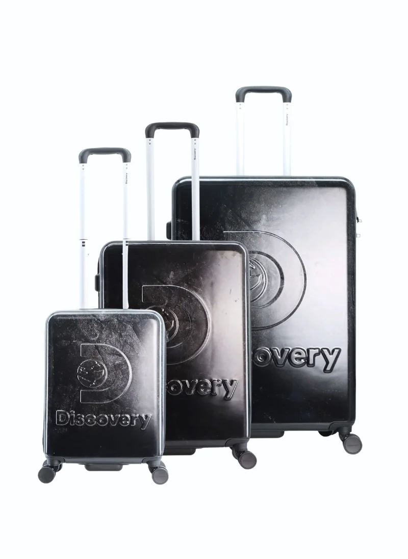 Discovery Discovery Stone ABS Hard Shell Suitcase Set Black, Durable Lightweight Travel Luggage, 4 Double Wheel 3pcs Trolley Bag with TSA Combination Lock (20+24+28 Inch).