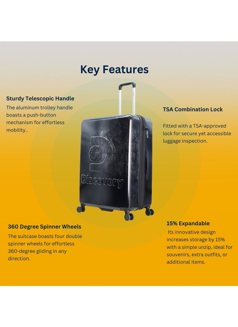 Discovery Stone ABS Hard Shell Suitcase Set Black, Durable Lightweight Travel Luggage, 4 Double Wheel 3pcs Trolley Bag with TSA Combination Lock (20+24+28 Inch). - pzsku/Z081341CFDD5C051DF54BZ/45/_/1720624326/4ddd9086-86c0-4c2d-880f-73d12e5608b7