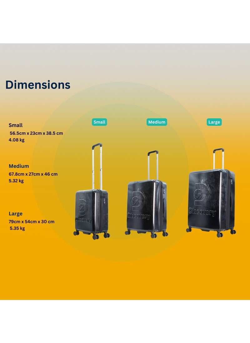 Discovery Stone ABS Hard Shell Suitcase Set Black, Durable Lightweight Travel Luggage, 4 Double Wheel 3pcs Trolley Bag with TSA Combination Lock (20+24+28 Inch). - pzsku/Z081341CFDD5C051DF54BZ/45/_/1720624424/46b128cb-8a3a-45e0-a408-0e70e99b0d3d
