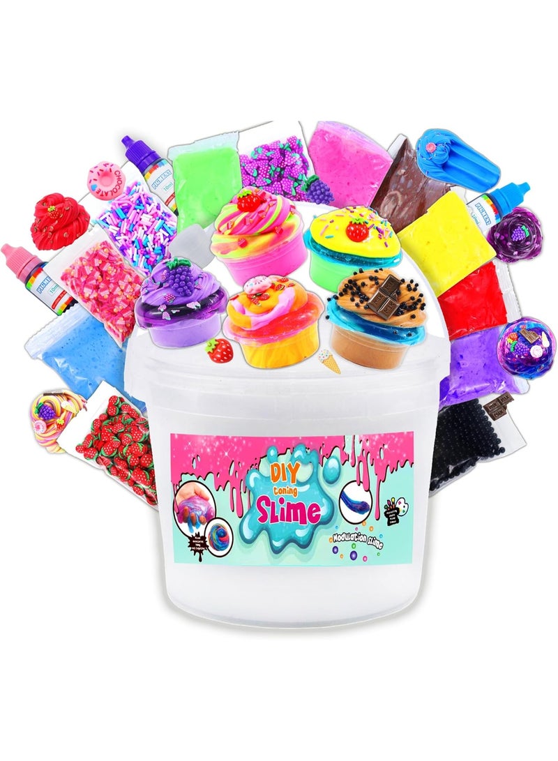 SIMDOW Slime Bucket Kit for Kids - 35 Add-ins, DIY Premade Slime Set, Jumbo Gift for Boys & Girls Ages 6-12, Party Favors & Sensory Toy - Image 1