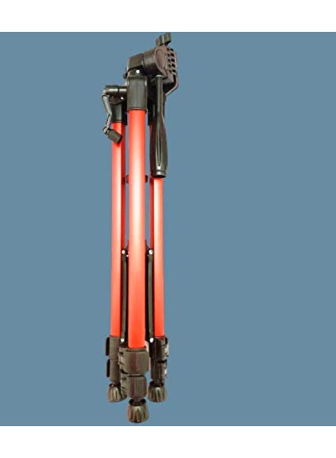 3366 Red Tripod Camera Stand with Tilt Pan 360 Degree Horizontal & Vertical Rotating Head - Free Mobile Holder (Red Colour) - Image 2