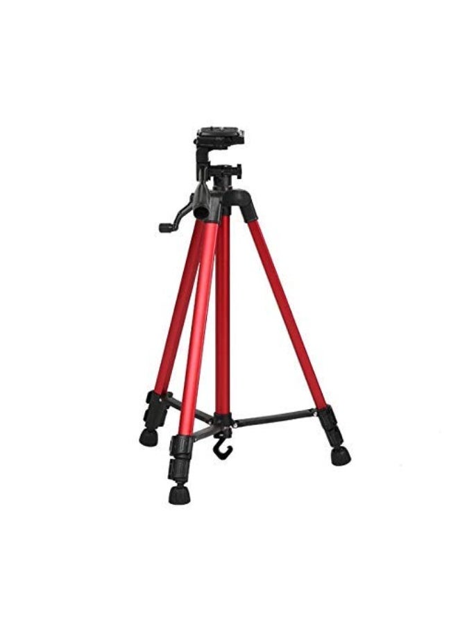 3366 Red Tripod Camera Stand with Tilt Pan 360 Degree Horizontal & Vertical Rotating Head - Free Mobile Holder (Red Colour) - Image 3