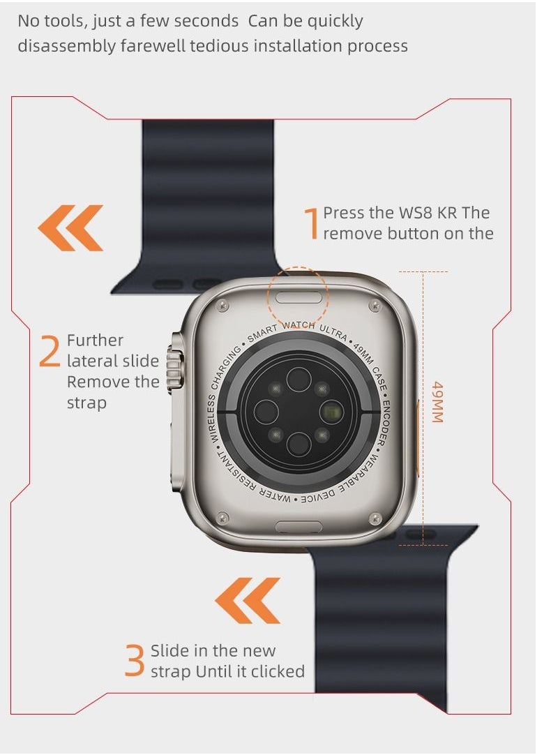 OQUERA - Watch 8 Z66 Ultra Smart Watch Unisex Series 49mm 2 Inch Amoled Bluetooth Calling Health Fitness And Sports Watch Orange - Image 1