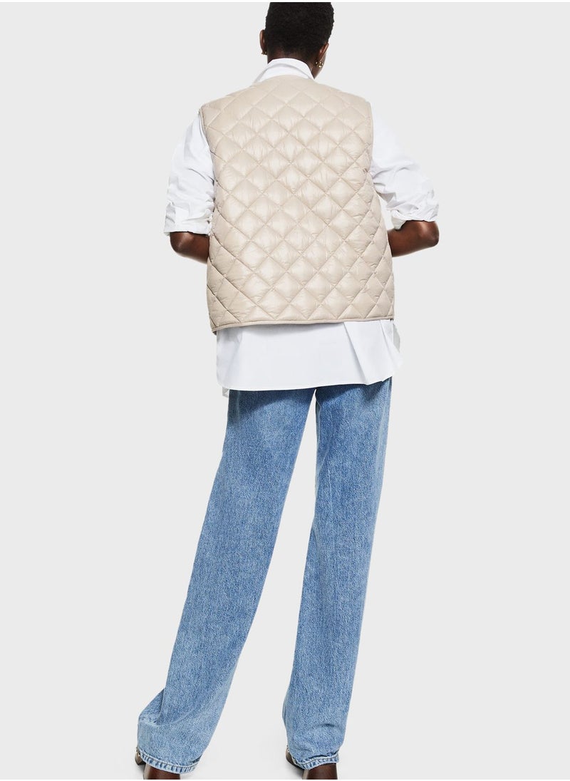 MANGO - Zip Through Quilted Gilet - Image 1