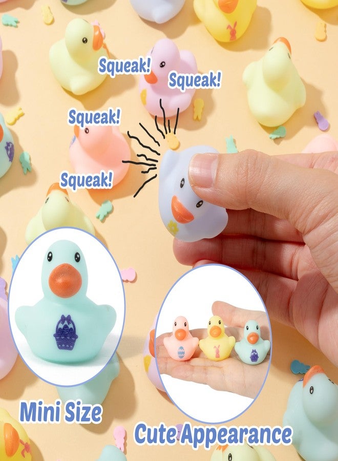 Haooryx Easter Mini Rubber Duck - 60Pcs Rabbit Egg Ducky Novelty Duck Cute Bunny Squeak Bathtub Float Bath Toy for Spring Holiday Decoration Birthday Gift Summer Pool Party Favor Easter Basket Stuffer - Image 3
