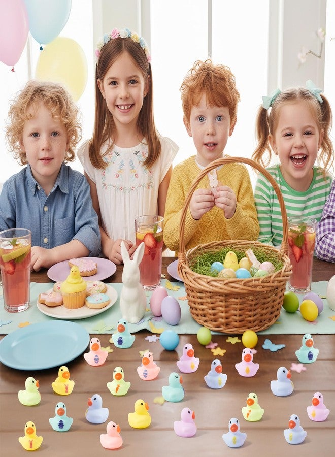 Haooryx Easter Mini Rubber Duck - 60Pcs Rabbit Egg Ducky Novelty Duck Cute Bunny Squeak Bathtub Float Bath Toy for Spring Holiday Decoration Birthday Gift Summer Pool Party Favor Easter Basket Stuffer - Image 4
