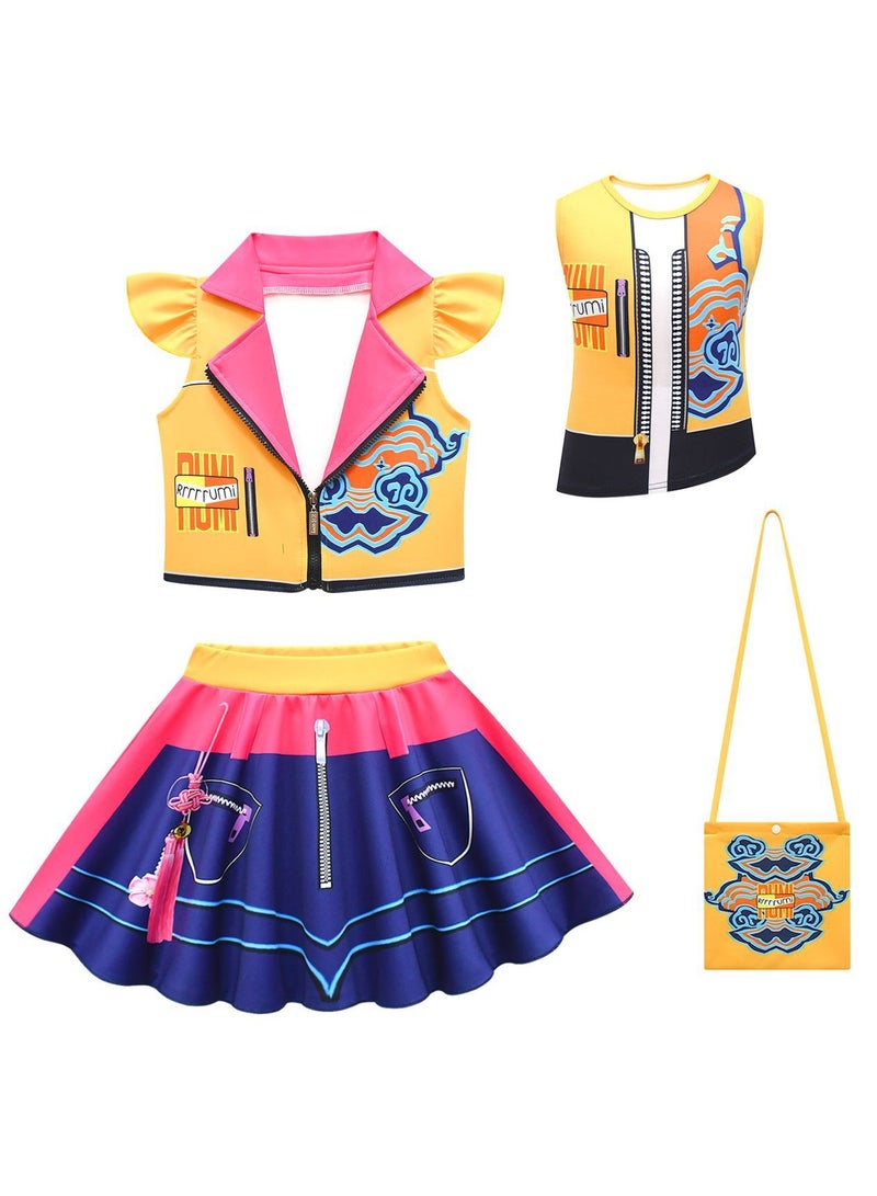 عام كيبوب: زي كوسبلاي لفرقة بنات تقوم بصيد الشياطين على المسرح، يتضمن سترة وسترة بدون أكمام وتنورة وحقيبة، متوفر بقطع متعددة وأحجام مختلفة. - Image 1