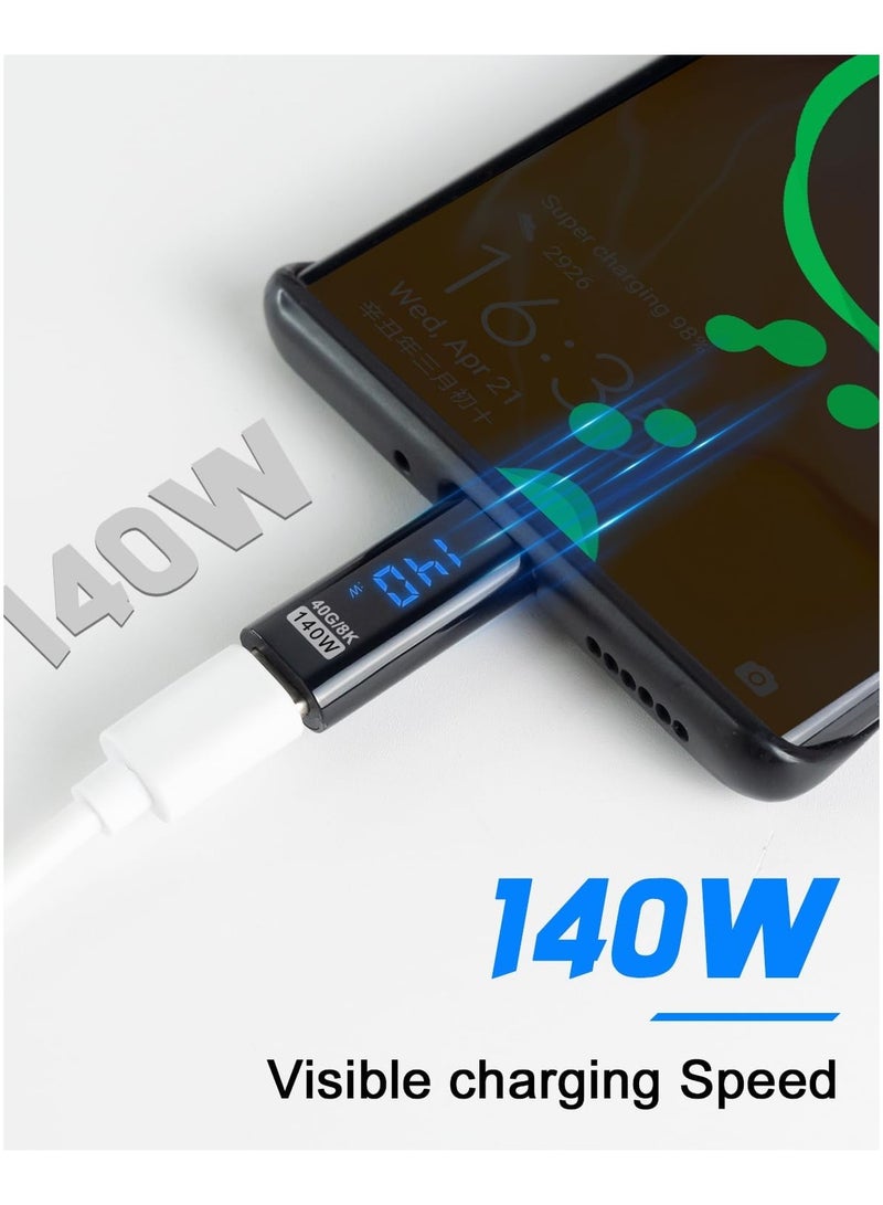 USB C Connector USB Type C 140W Power 40Gbps Data 8K Video Extension Connector Adapter Transparent with LED - Image 2