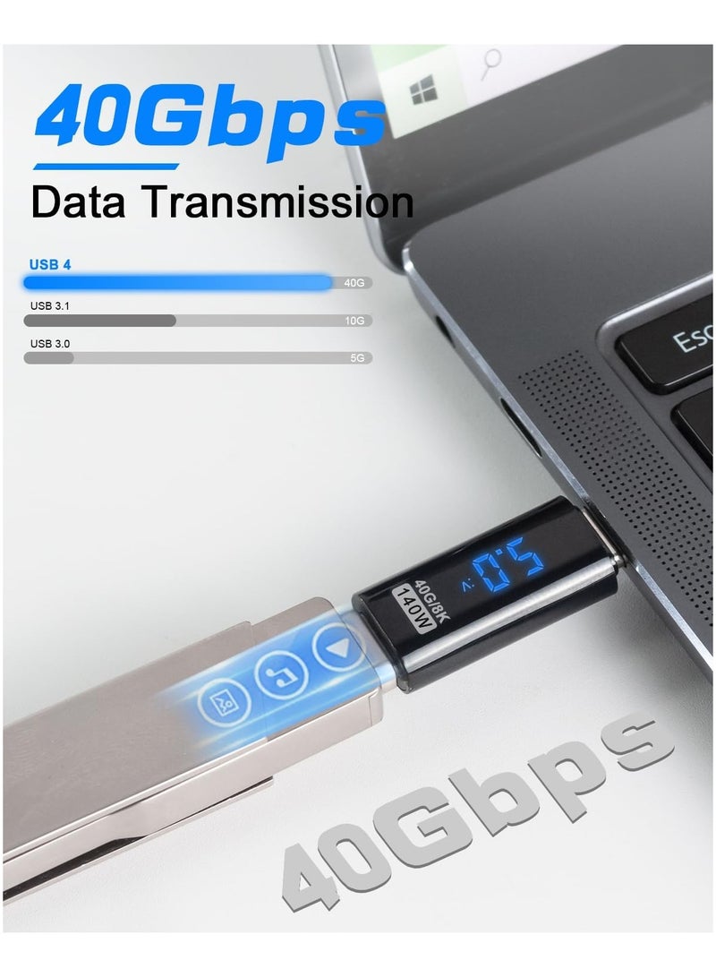 USB C Connector USB Type C 140W Power 40Gbps Data 8K Video Extension Connector Adapter Transparent with LED - Image 3