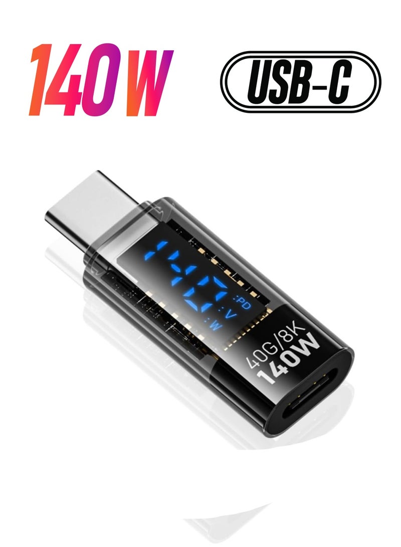 USB C Connector USB Type C 140W Power 40Gbps Data 8K Video Extension Connector Adapter Transparent with LED - Image 1