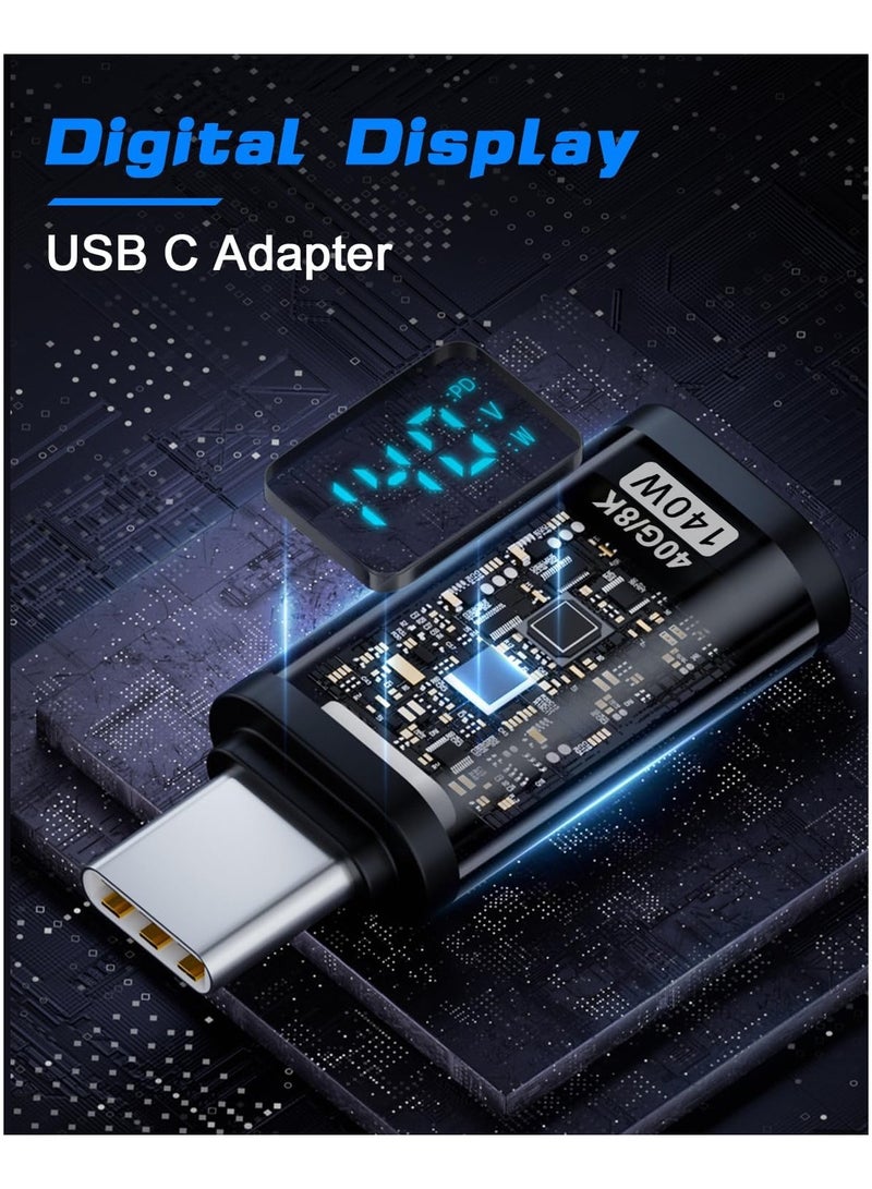 USB C Connector USB Type C 140W Power 40Gbps Data 8K Video Extension Connector Adapter Transparent with LED - Image 4