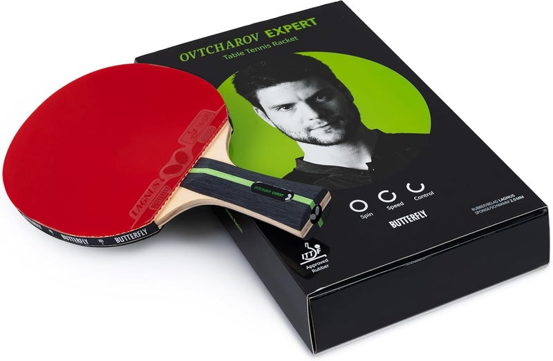 Butterfly Ovtcharov Expert Table Tennis Bat, Professional Table Tennis Bat for Advanced & Competition Players, ITTF Approved for Competitions, Extremely Grippy/Sticky Pads for Maximum Spin - Image 1