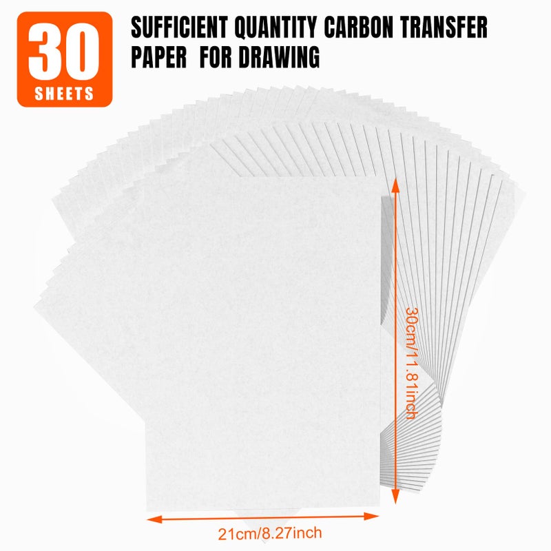 PSLER 30PCS White Carbon Transfer Paper for Wood Burning Craft, Paper, Canvas and Other Art Craft Surfaces A4 Size 8.27 X 11.81 Inch - Image 2
