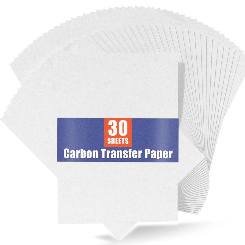 PSLER 30PCS White Carbon Transfer Paper for Wood Burning Craft, Paper, Canvas and Other Art Craft Surfaces A4 Size 8.27 X 11.81 Inch - Image 1