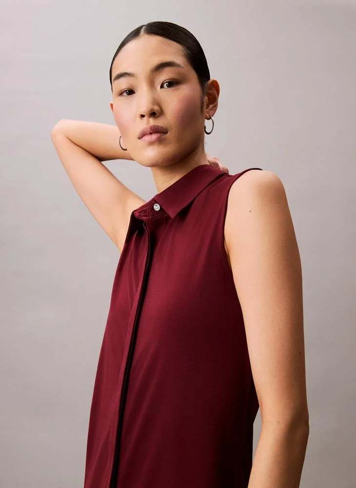 CALVIN KLEIN Sleeveless Midi Shirt Dress