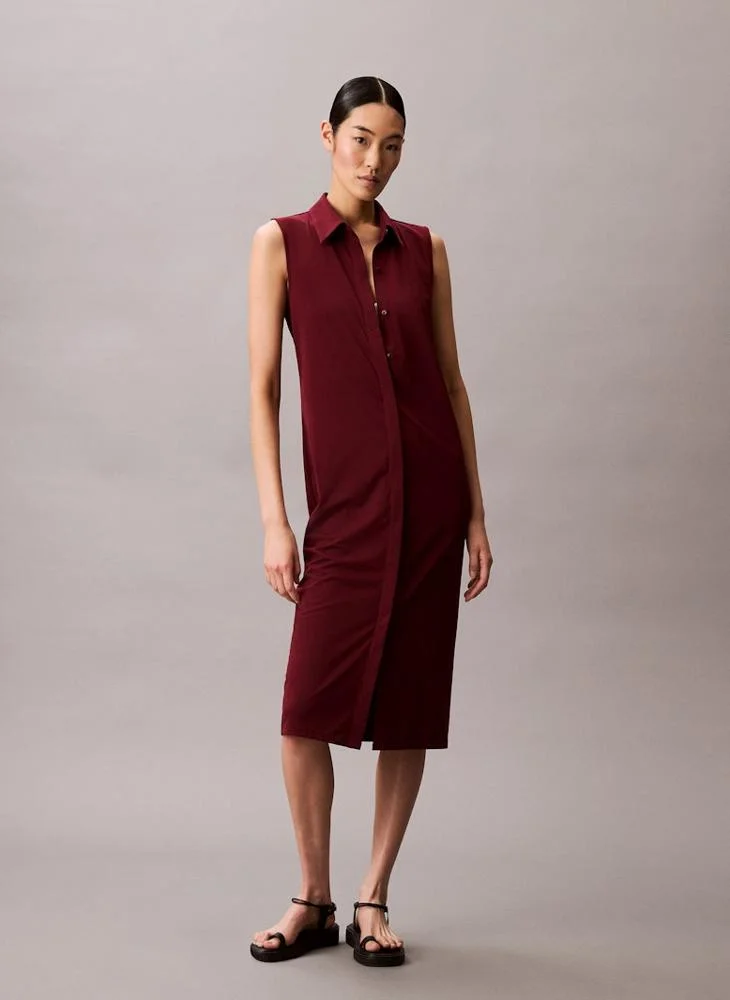 CALVIN KLEIN Sleeveless Midi Shirt Dress