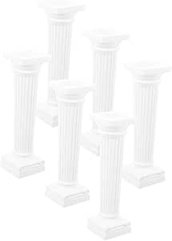 6 Roman Column Pillars Greek Pillar Arch Decor White Table Photo Prop - Image 1
