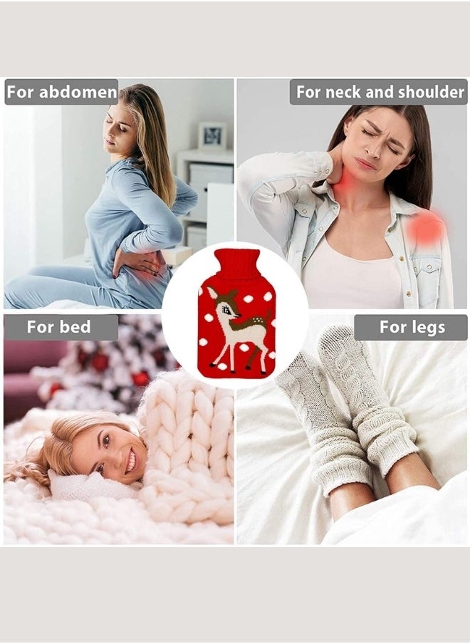Lifenpure Lifenpure™ Hot Water Bottle with Knitted Cover 2 Liter, Classic Rubber Hot Water Bag for Cramps, Neck, Shoulders Pain Relief, Hot Cold Pack for Hot and Cold Therapy and Feet Warmer Red  - Image 5