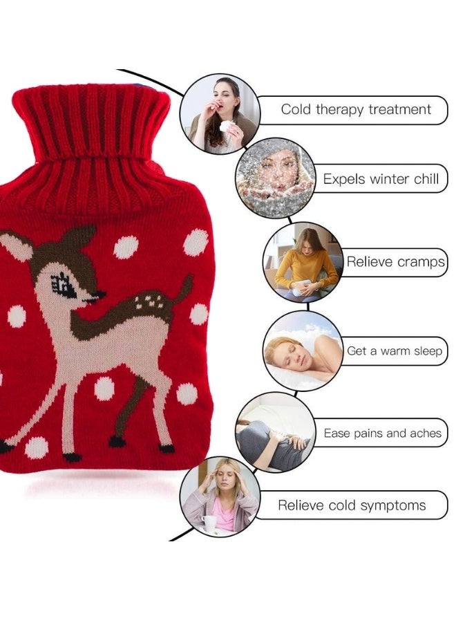 Lifenpure Lifenpure™ Hot Water Bottle with Knitted Cover 2 Liter, Classic Rubber Hot Water Bag for Cramps, Neck, Shoulders Pain Relief, Hot Cold Pack for Hot and Cold Therapy and Feet Warmer Red  - Image 2