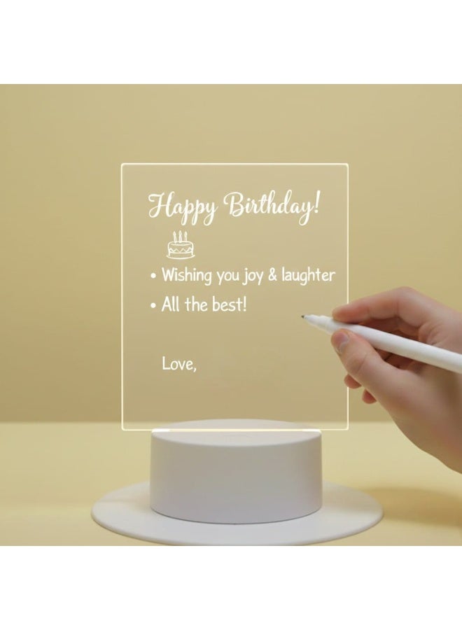 3D Creative LED Acrylic Message Board Night Light with Pen | Soft Warm Glow USB Powered Rewritable Writing Lamp for Birthday, Valentine & Holiday Gifts - Image 1