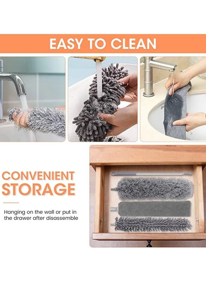 Aikenn - Dust Collector Kit 6Pcs Retractable Ceiling Fan Dust Collector High Reach Duster Sets with Long Handle Reusable Bendable Washable Lightweight Duster for Cleaning Ceiling Fans Crevices and Cars - Image 1