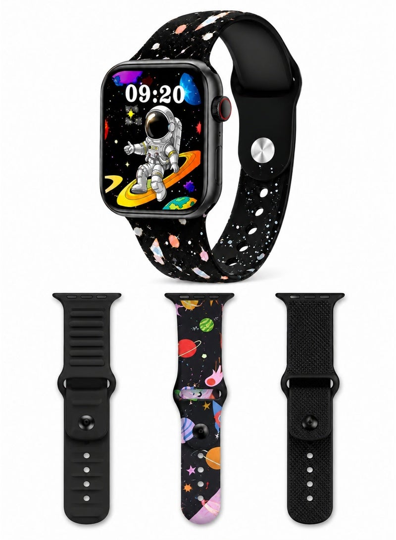 WISME Kids Smart Watch for Boys Ages 4-12, Black – Video Chat & Bluetooth Calling, Camera, Games, Big 1.78" HD Touchscreen, GPS Route Tracking, 10 Sport Modes, Fitness Tracker, SOS & 3 Interchangeable Silicone Straps (Wisme X67 Mini) - Image 2
