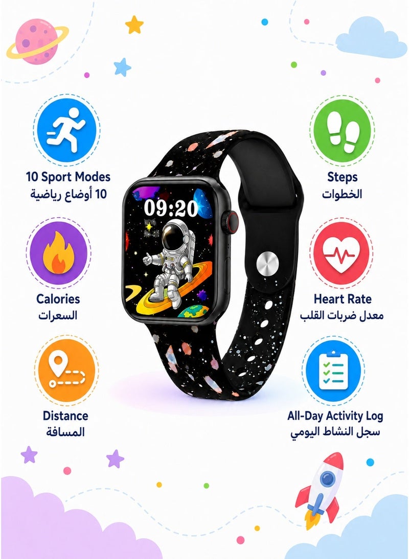 WISME Kids Smart Watch for Boys Ages 4-12, Black – Video Chat & Bluetooth Calling, Camera, Games, Big 1.78" HD Touchscreen, GPS Route Tracking, 10 Sport Modes, Fitness Tracker, SOS & 3 Interchangeable Silicone Straps (Wisme X67 Mini) - Image 4