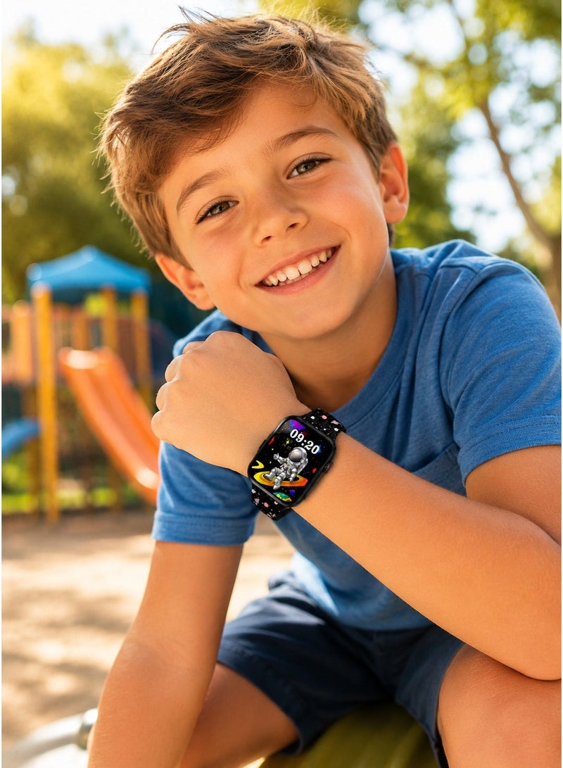 WISME Kids Smart Watch for Boys Ages 4-12, Black – Video Chat & Bluetooth Calling, Camera, Games, Big 1.78" HD Touchscreen, GPS Route Tracking, 10 Sport Modes, Fitness Tracker, SOS & 3 Interchangeable Silicone Straps (Wisme X67 Mini) - Image 3