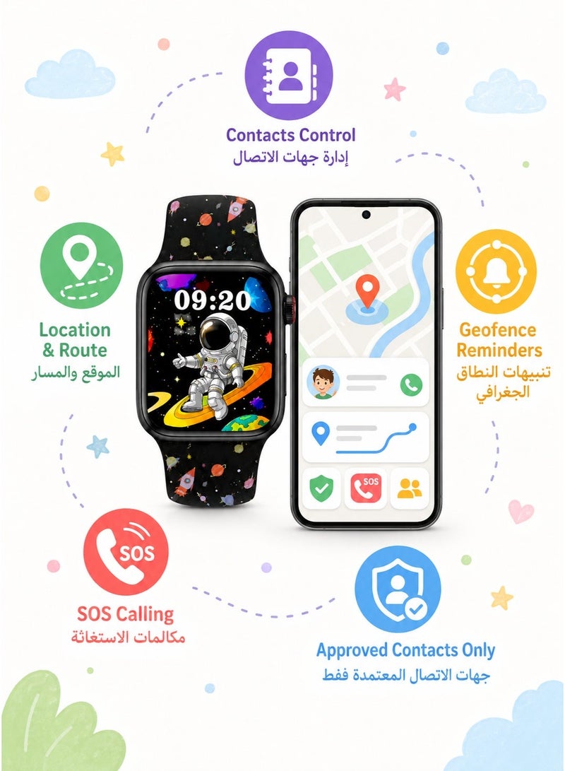 WISME Kids Smart Watch for Boys Ages 4-12, Black – Video Chat & Bluetooth Calling, Camera, Games, Big 1.78" HD Touchscreen, GPS Route Tracking, 10 Sport Modes, Fitness Tracker, SOS & 3 Interchangeable Silicone Straps (Wisme X67 Mini) - Image 5