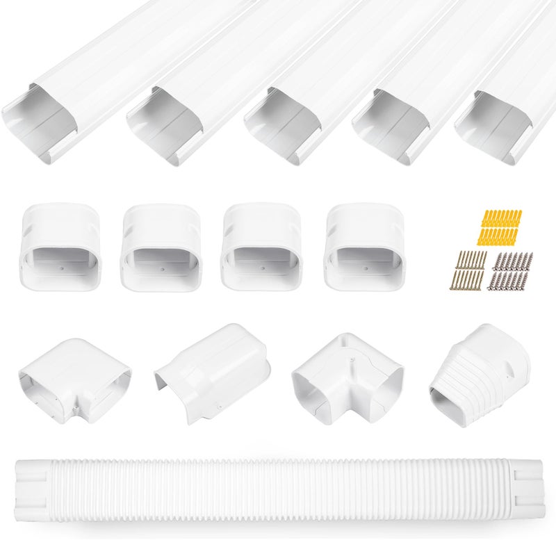 LyPrem 10Ft Mini Split Line Set Cover 3 PVC Line Cover Kit for Mini Split and Central Air Conditioner  Heat PumpWhite