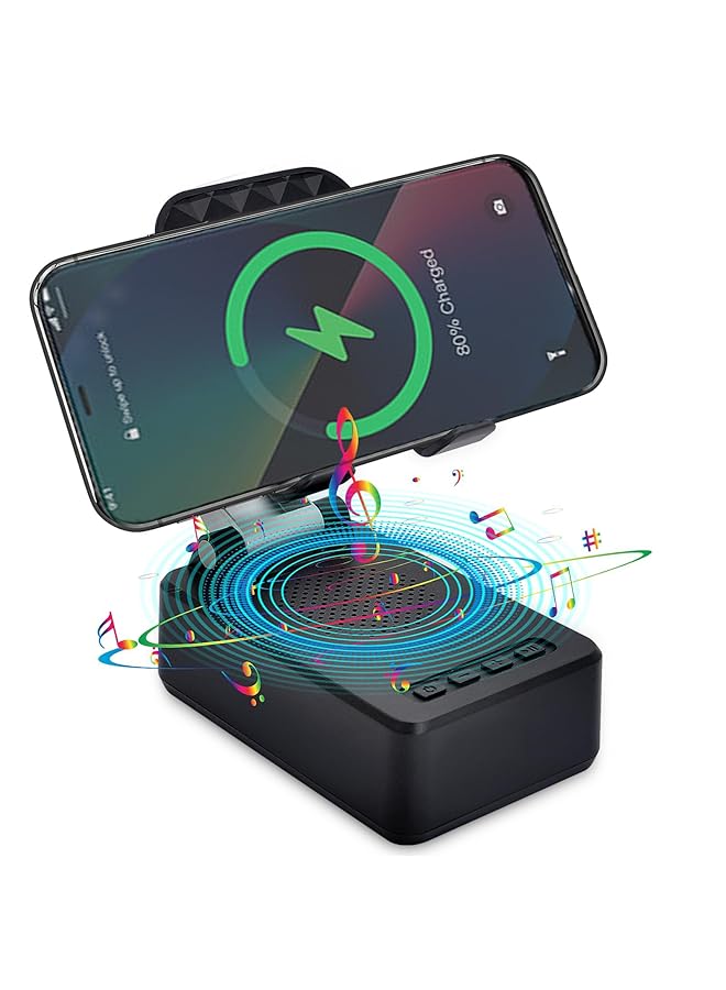 Bluetooth Speaker Cell Phone Stand 2 In 1 Hd Surround Sound Adjustable Phone Holder Compatible With Phones And Tablets Gifts For Women Men Black  - Image 1