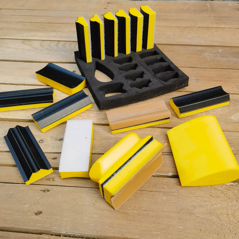 SACKORANGE 16 PCS Contoured Profile Sanding Block Set - Hook and Loop Foam Material Hand Sander Block- Interchangeable Assorted Convex & Concave Shapes for Sander Wood Woodworking Furniture, Auto Paint - Image 5