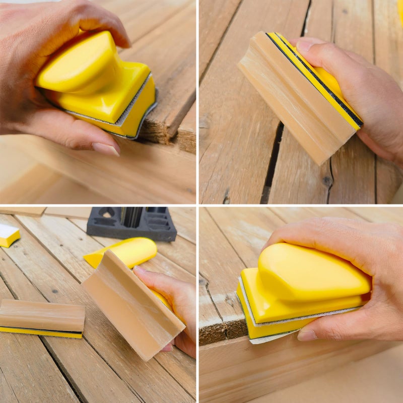 SACKORANGE 16 PCS Contoured Profile Sanding Block Set - Hook and Loop Foam Material Hand Sander Block- Interchangeable Assorted Convex & Concave Shapes for Sander Wood Woodworking Furniture, Auto Paint - Image 4