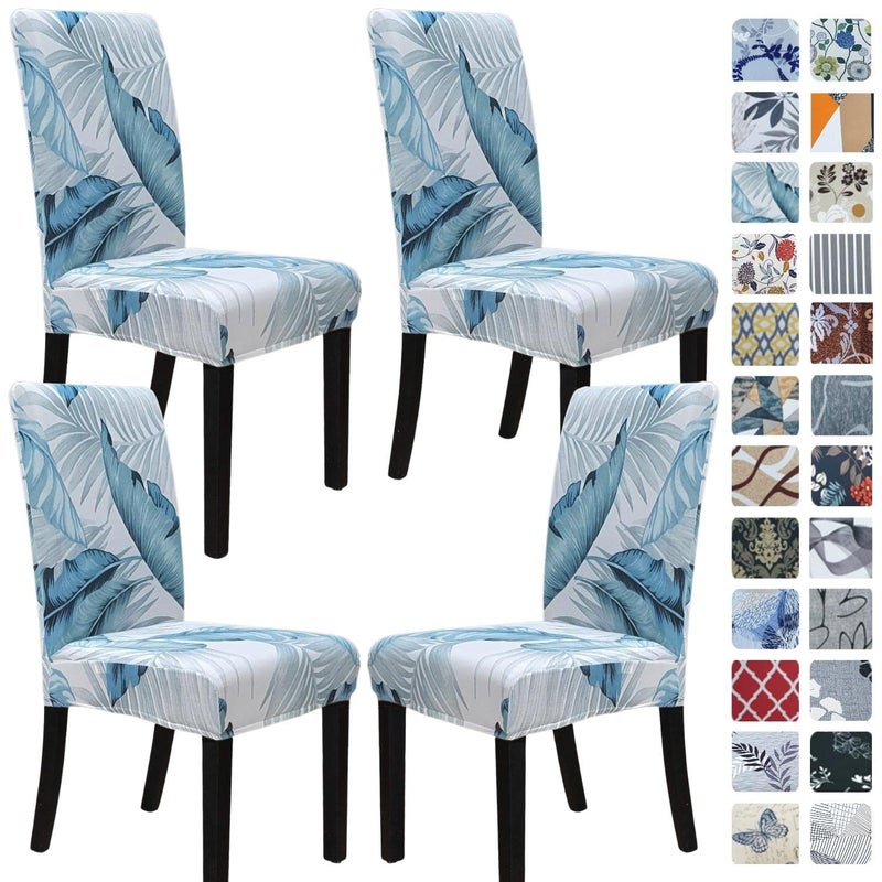 SPRINGRICO Chair Covers for Dining Room Set of 4 Stretch Dining Chair Cover Washable Spandex Kitchen Parsons Chair Slipcovers Removable Seat Protector for Home or Party 4 Pack Cassandra