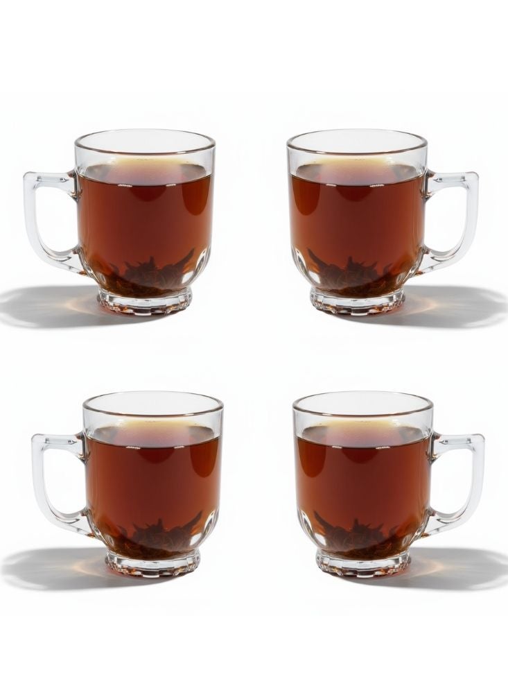 بريميم كوب شاي أنيق من الزجاج الشفاف بقاعدة منقوشة – سعة مئتين وأربعين مل، مع تصميم مقبض راقٍ - Image 2